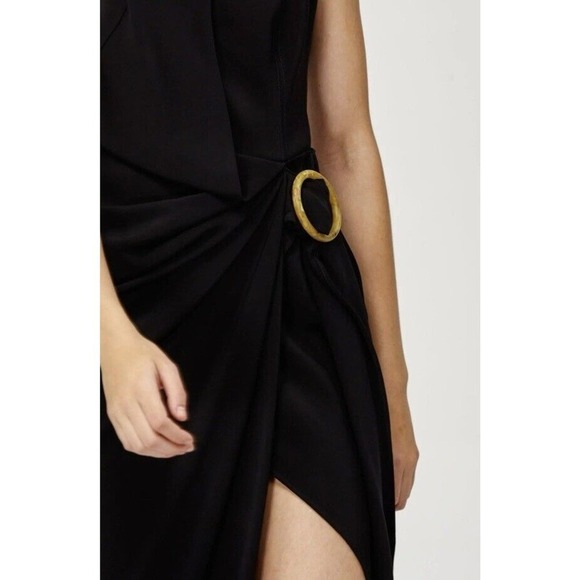 Acler Maine Draped Midi Dress Black Size US 4 New With Defects $450 - Picture 5 of 16